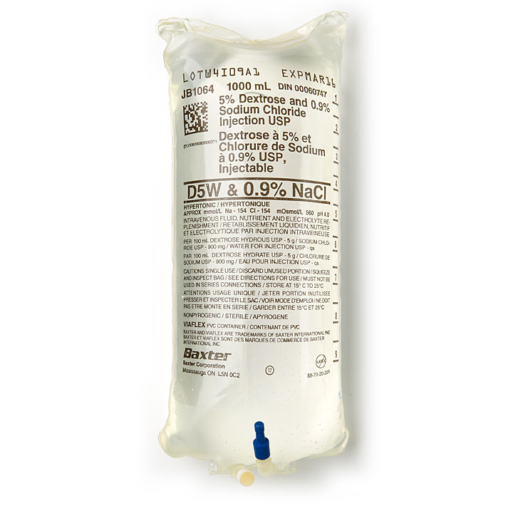 Image DEXTROSE 3.3% CHLORURE SODIUM 3% INJECTABLE 500ML